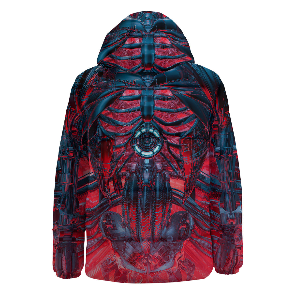 Red Robot Cyberpunk Print Down Jacket-grizzshop
