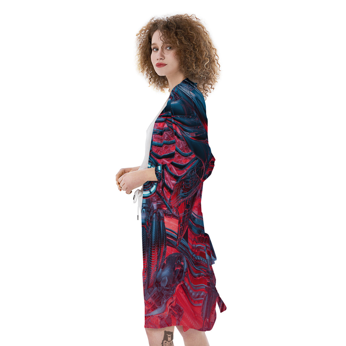 Red Robot Cyberpunk Print Kimono-grizzshop