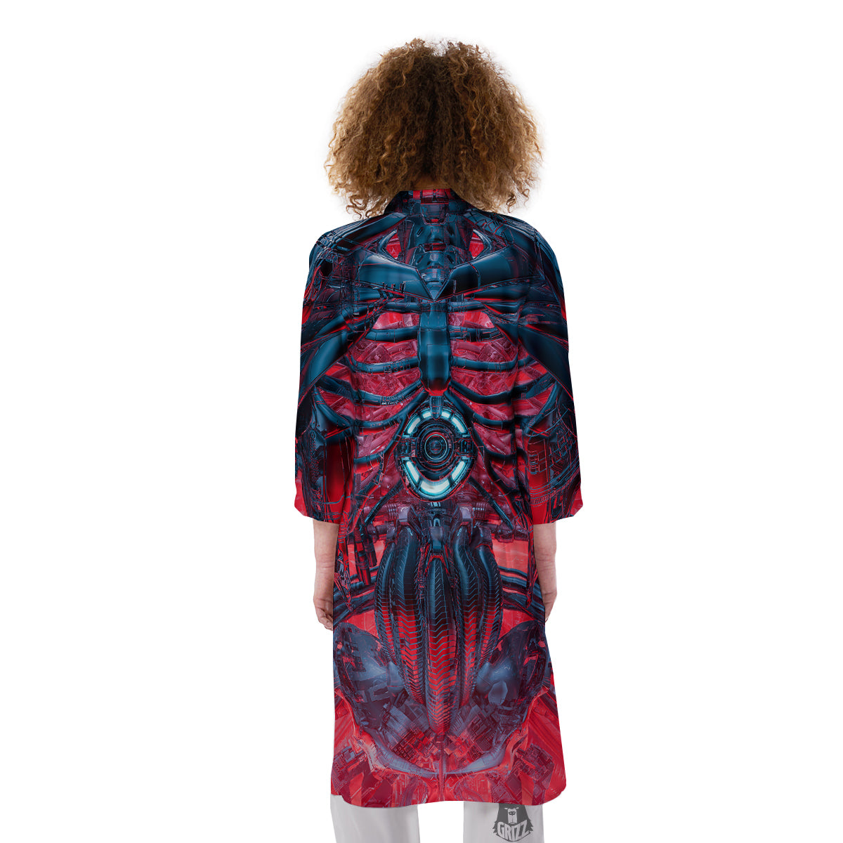 Red Robot Cyberpunk Print Kimono-grizzshop