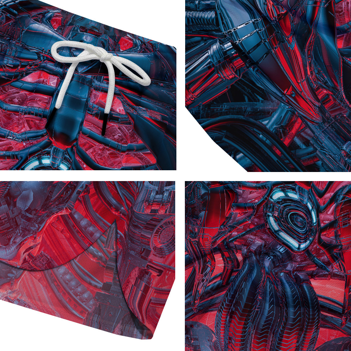 Red Robot Cyberpunk Print Men's Running Shorts-grizzshop