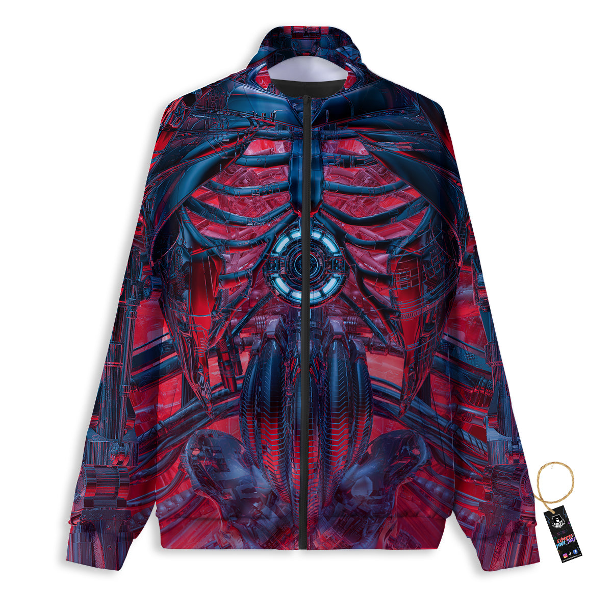 Red Robot Cyberpunk Print Track Jacket-grizzshop