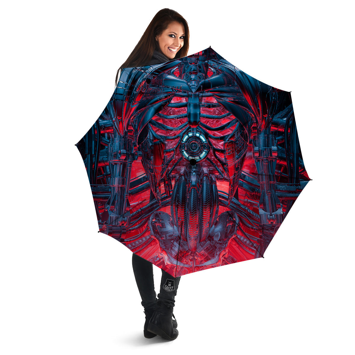 Red Robot Cyberpunk Print Umbrella-grizzshop