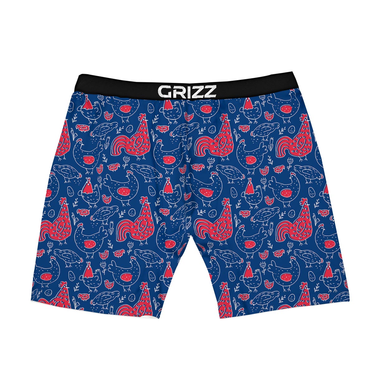 Red Rooster Blue Print Pattern Boxer Briefs-grizzshop