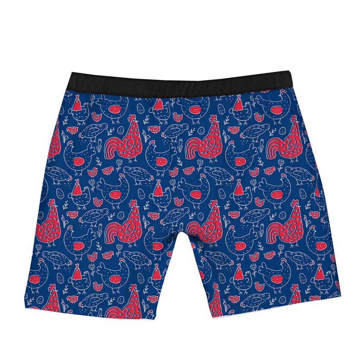 Red Rooster Blue Print Pattern Boxer Briefs-grizzshop