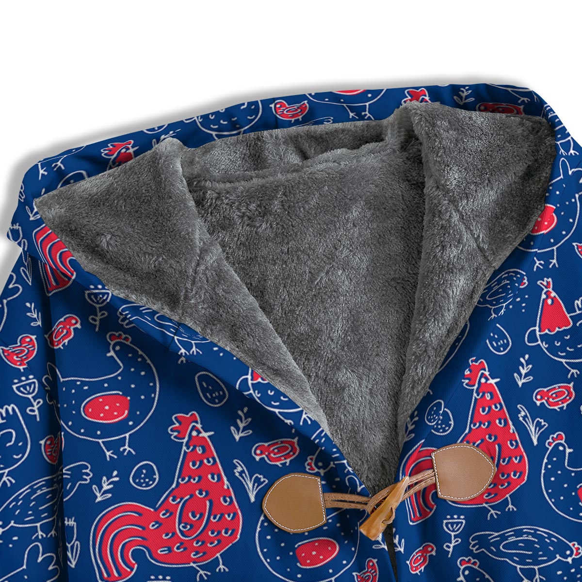 Red Rooster Blue Print Pattern Men's Windbreaker Jacket-grizzshop