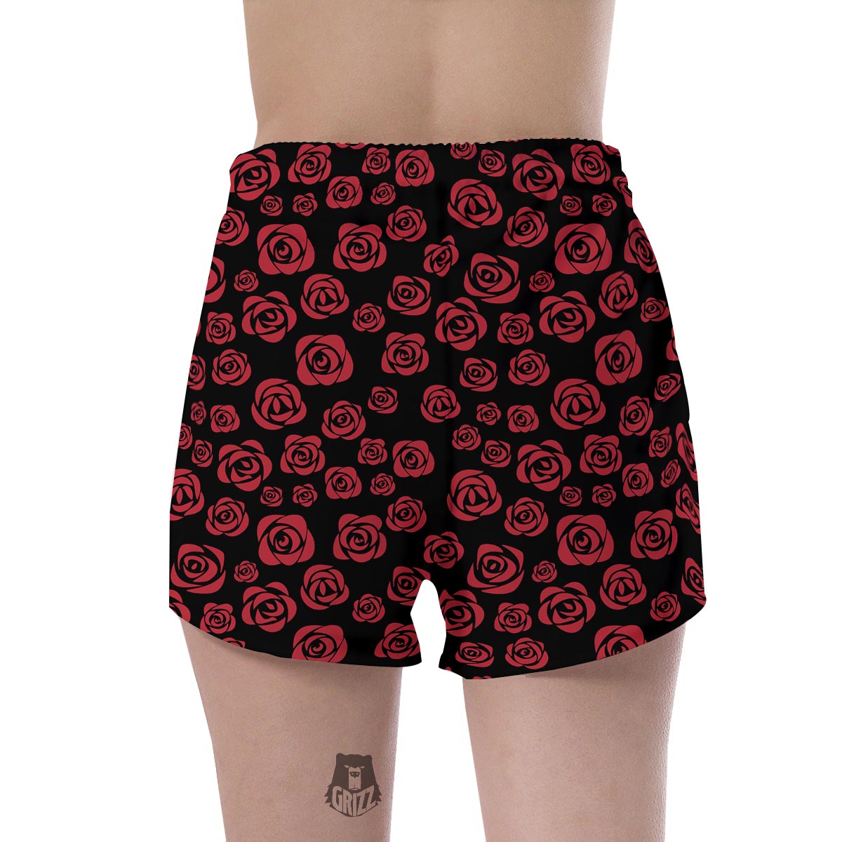 Red Rose Floral Doodle Women's Shorts-grizzshop