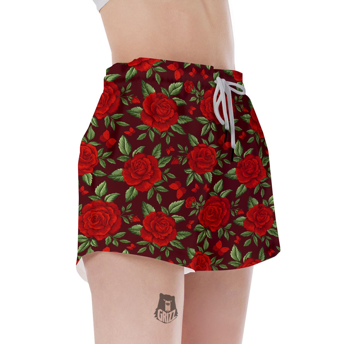 Red Rose Flower Women's Shorts-grizzshop