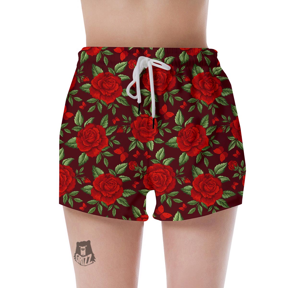 Red Rose Flower Women's Shorts-grizzshop