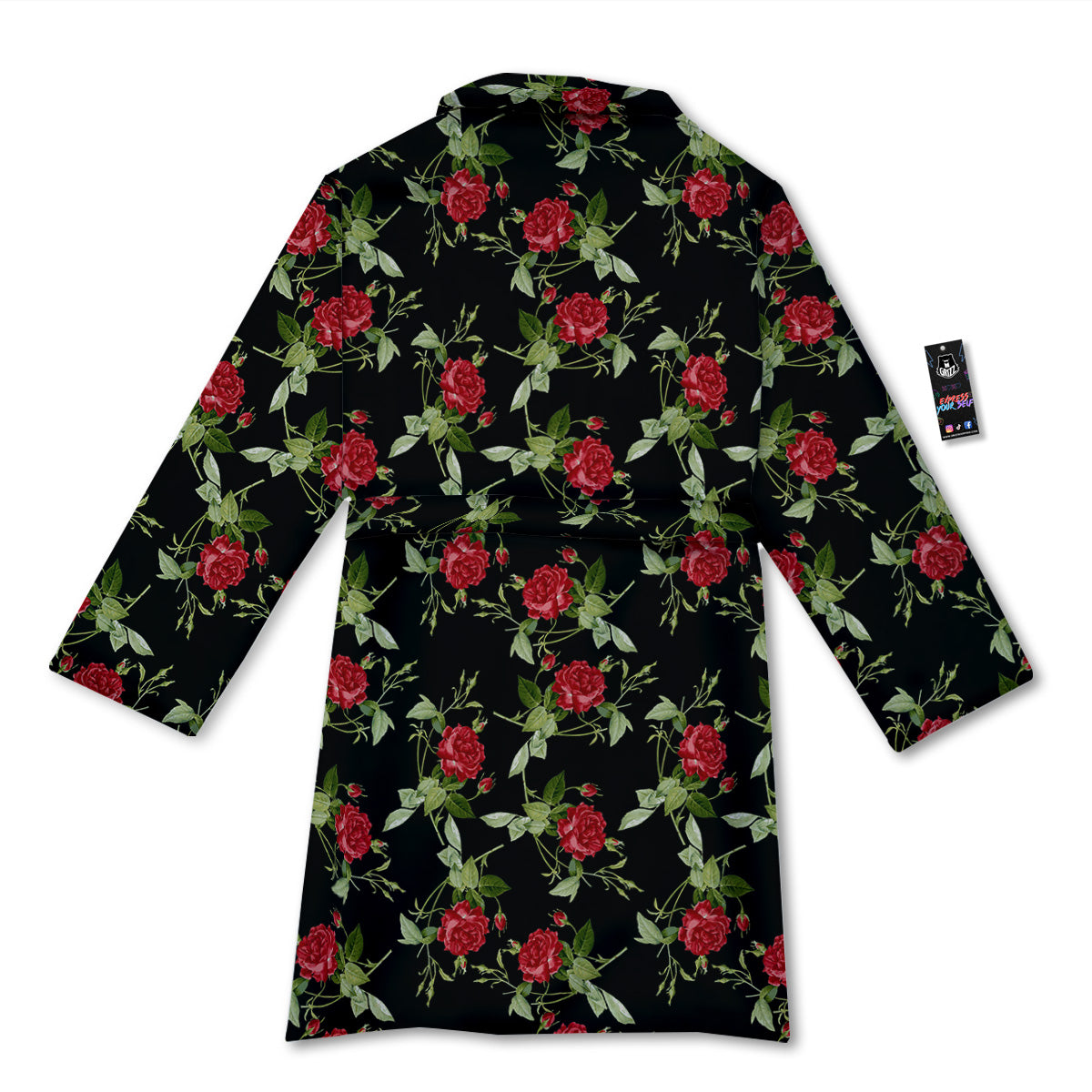 Red Rose Flowers Print Pattern Bathrobe-grizzshop