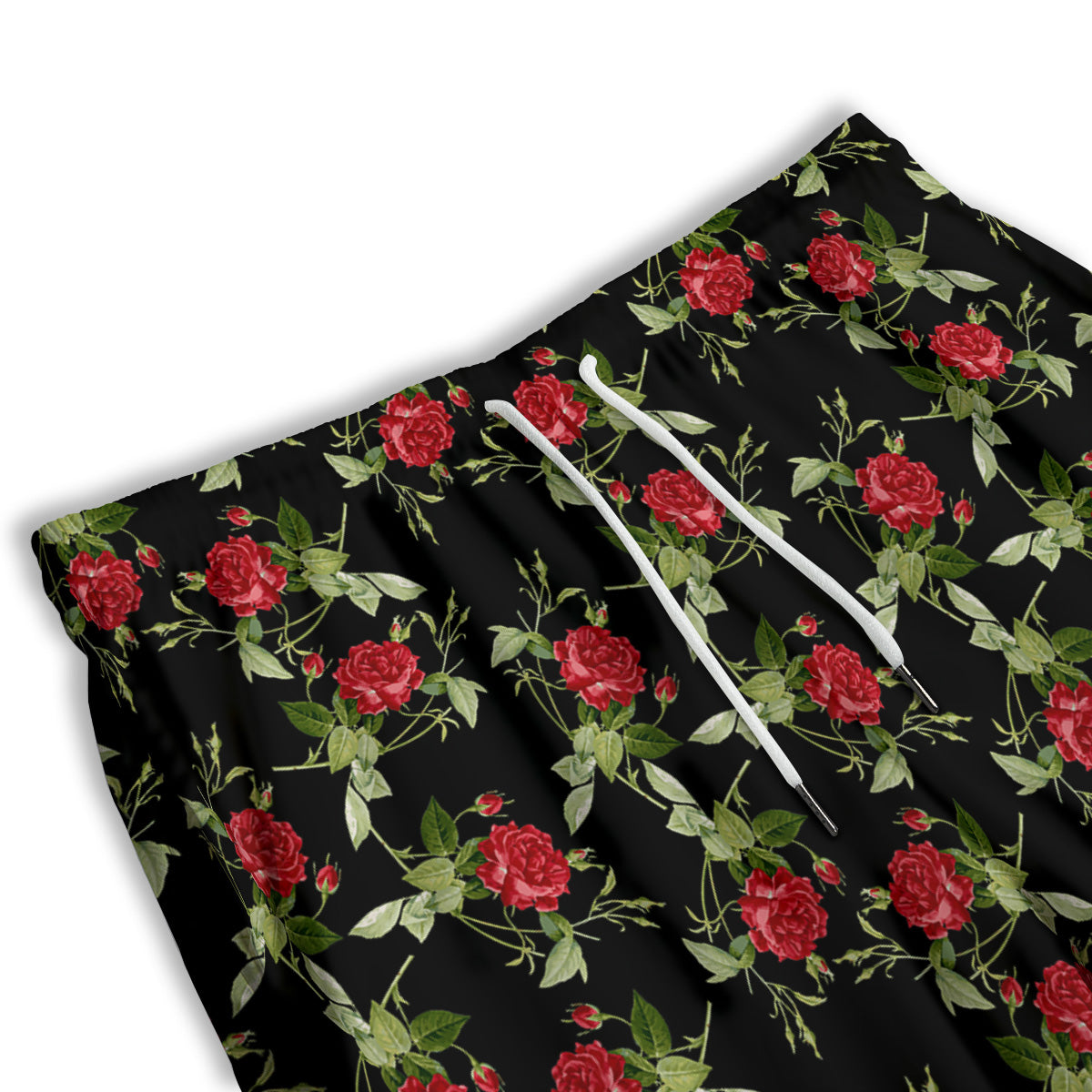 Red Rose Flowers Print Pattern Men's Athletic Shorts
