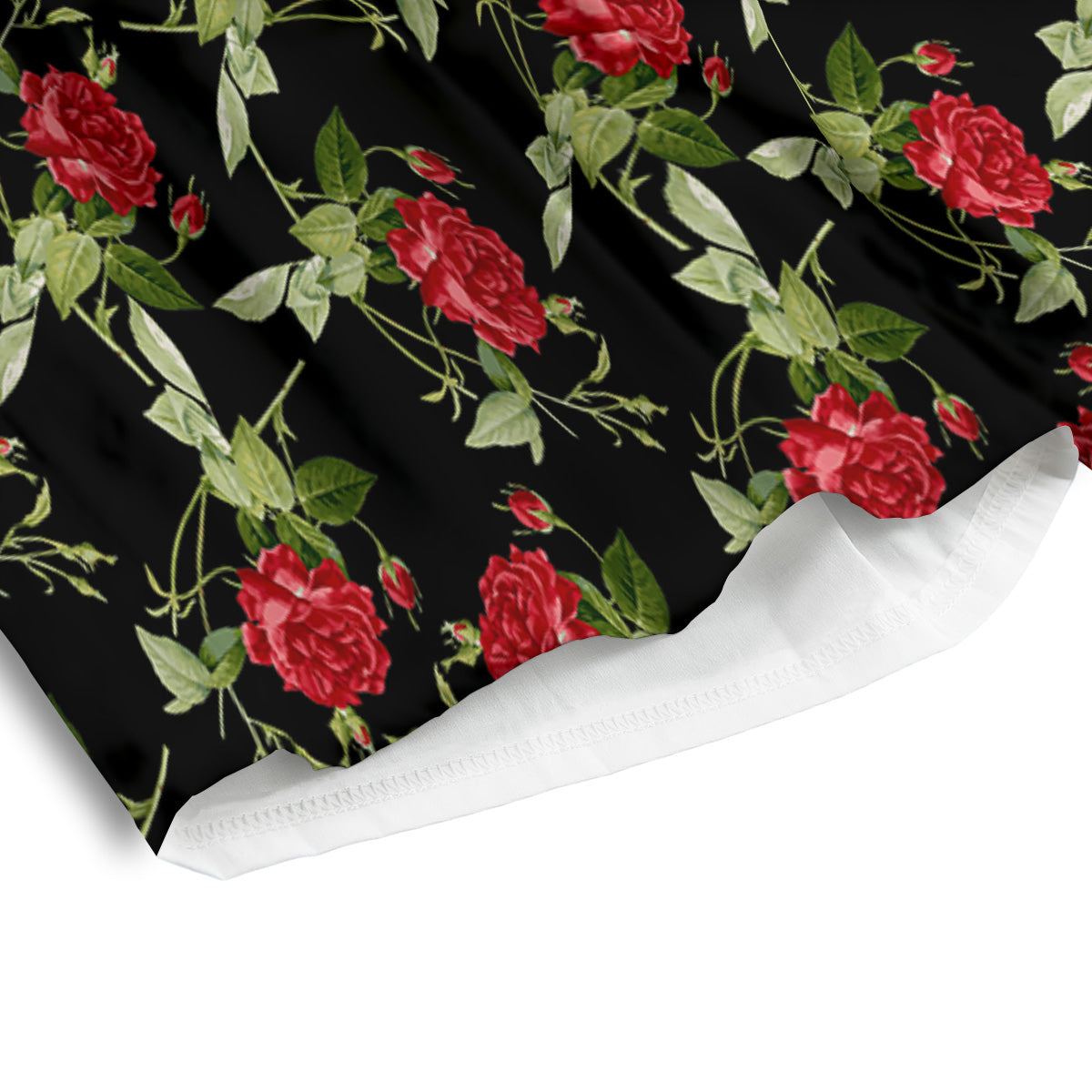 Red Rose Flowers Print Pattern Men's Athletic Shorts