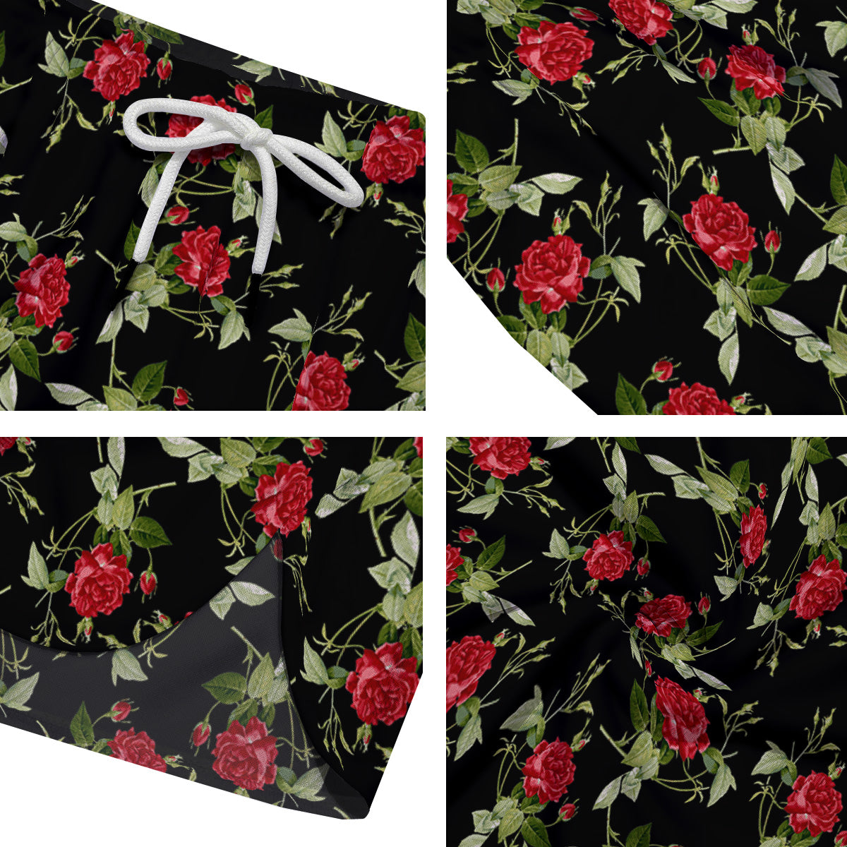 Red Rose Flowers Print Pattern Men's Running Shorts-grizzshop