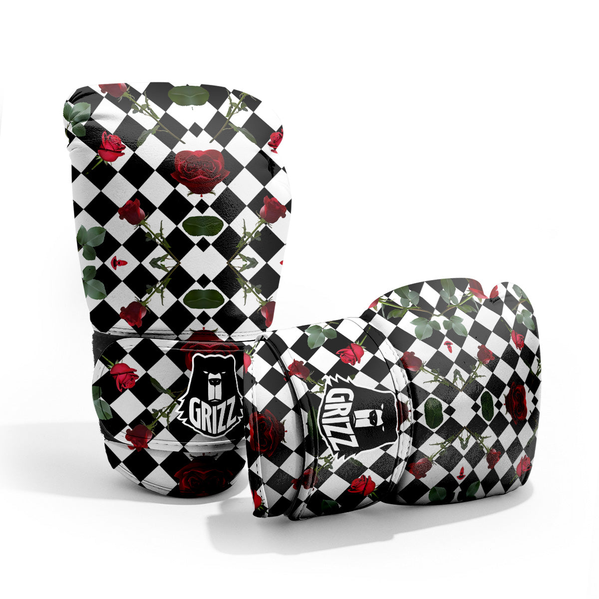Red Roses And Argyle Print Pattern Pro Boxing Glove