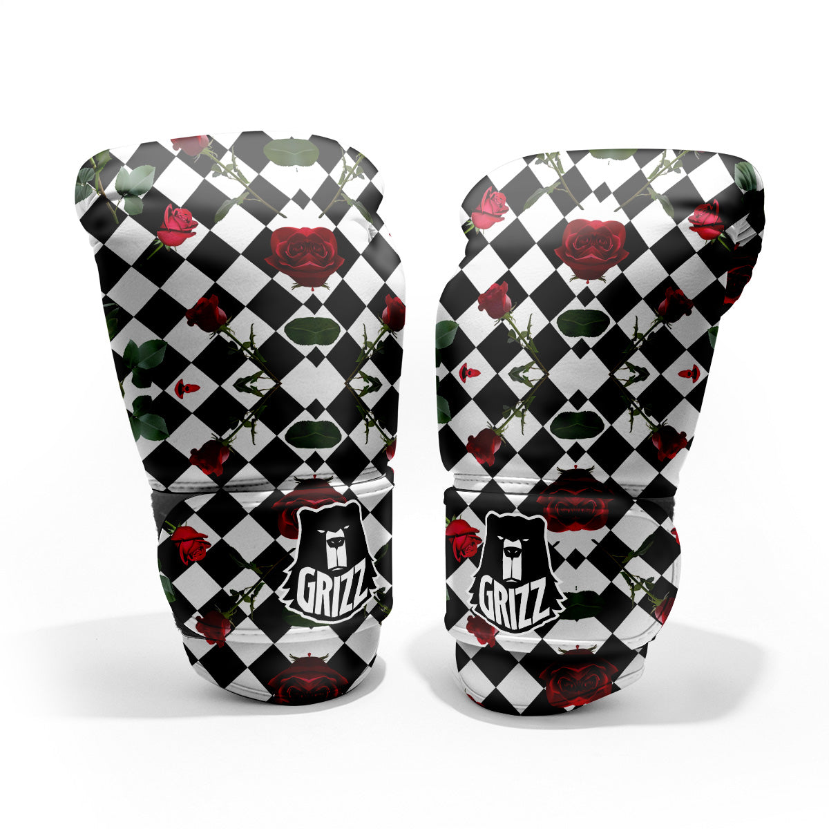 Red Roses And Argyle Print Pattern Pro Boxing Glove