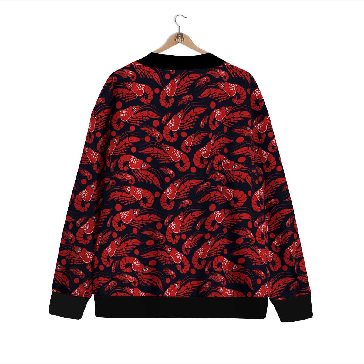 Red Shrimps Print Pattern Cardigan-grizzshop