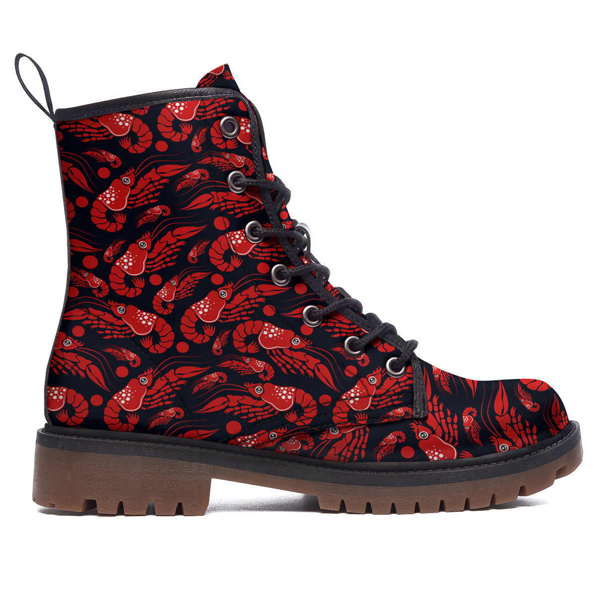 Red Shrimps Print Pattern Work Boots-grizzshop