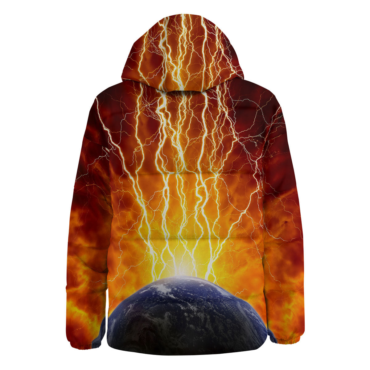 Red Sky With Lightnings Print Down Jacket-grizzshop