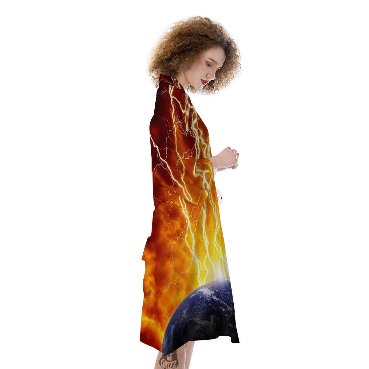 Red Sky With Lightnings Print Kimono-grizzshop