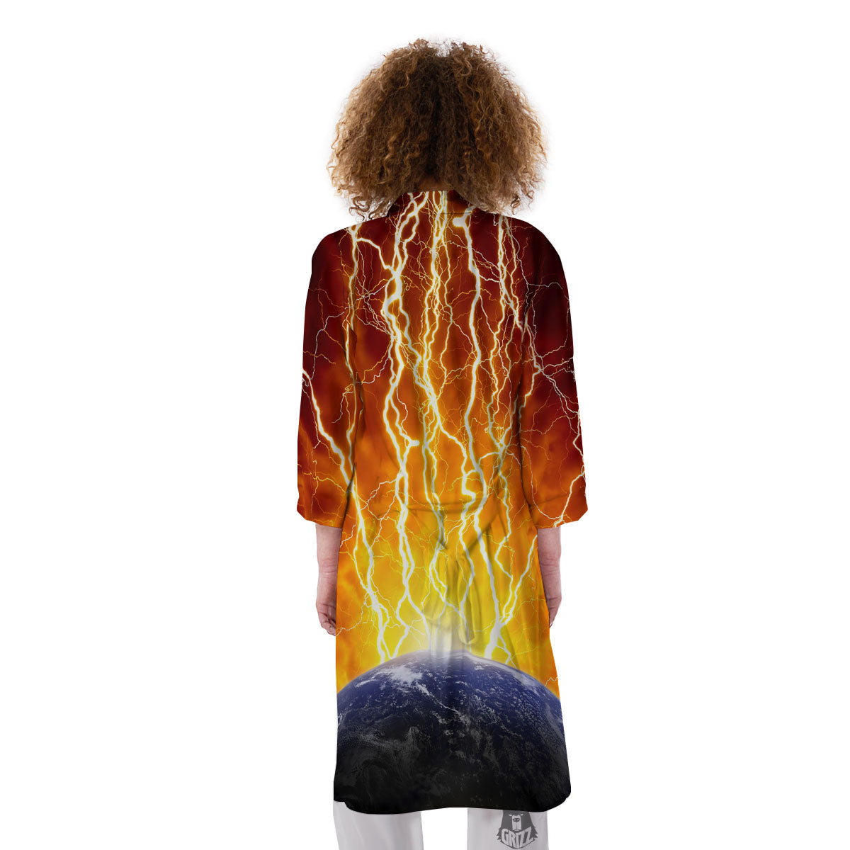 Red Sky With Lightnings Print Kimono-grizzshop