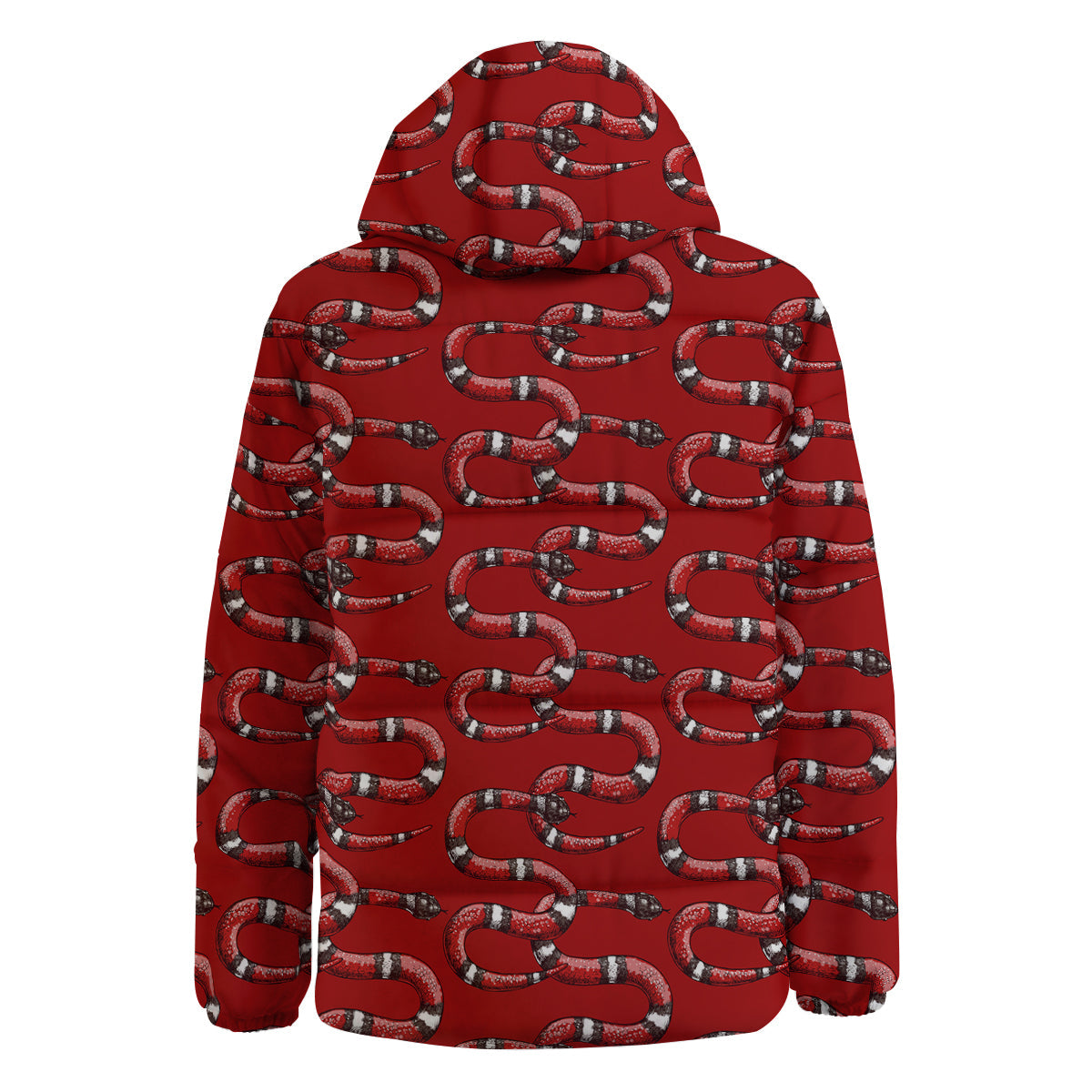 Red Snake Drawing Color Print Pattern Down Jacket-grizzshop
