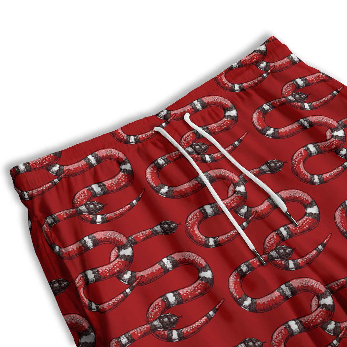 Red Snake Drawing Color Print Pattern Men's Athletic Shorts