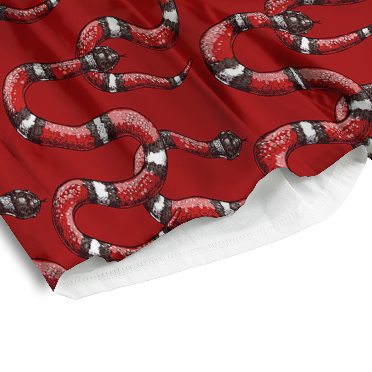 Red Snake Drawing Color Print Pattern Men's Athletic Shorts