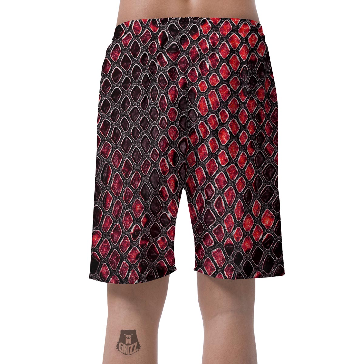 Red Snakeskin print Men's Shorts-grizzshop