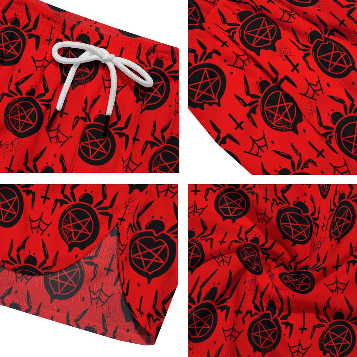 Red Spider Pentagram Print Pattern Men's Running Shorts-grizzshop