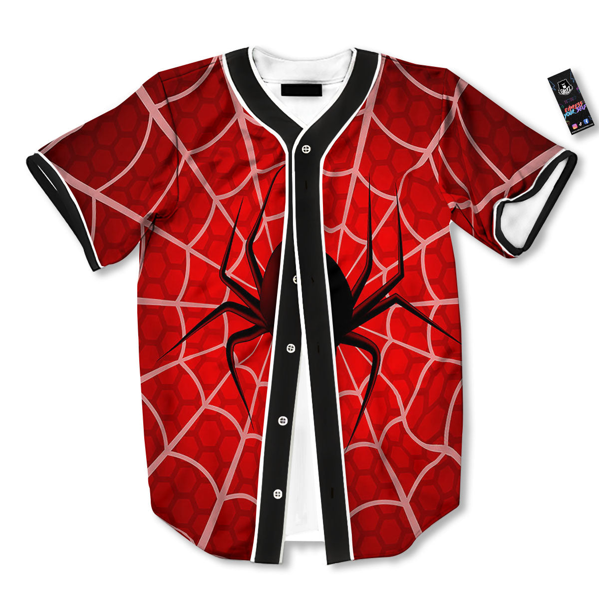 Red Spider Web Cobweb trap Print Baseball Jersey-grizzshop