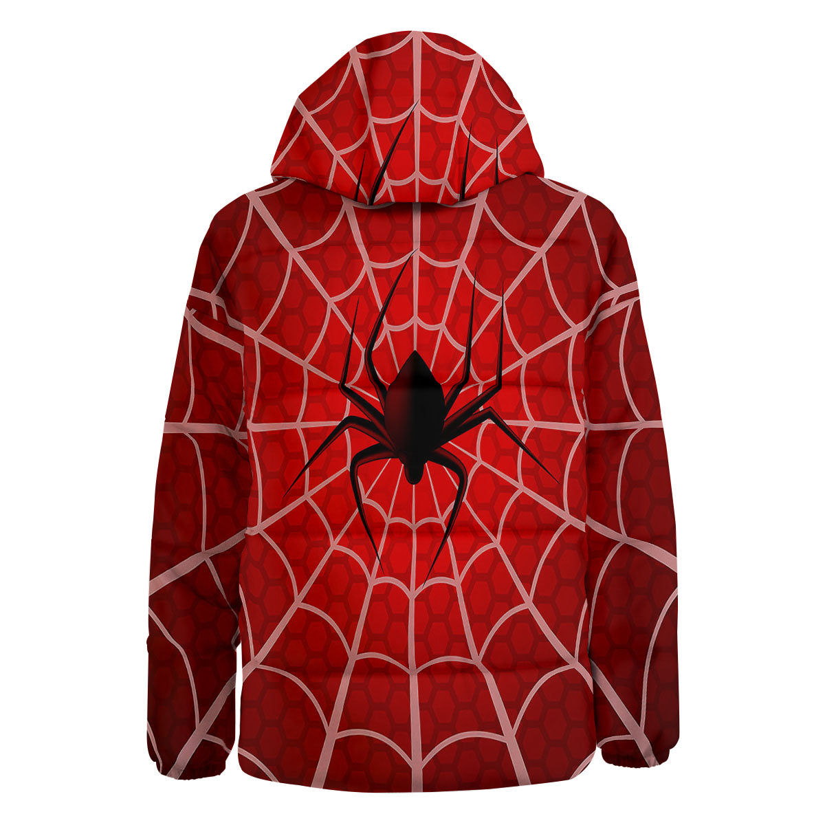 Red Spider Web Cobweb trap Print Down Jacket-grizzshop