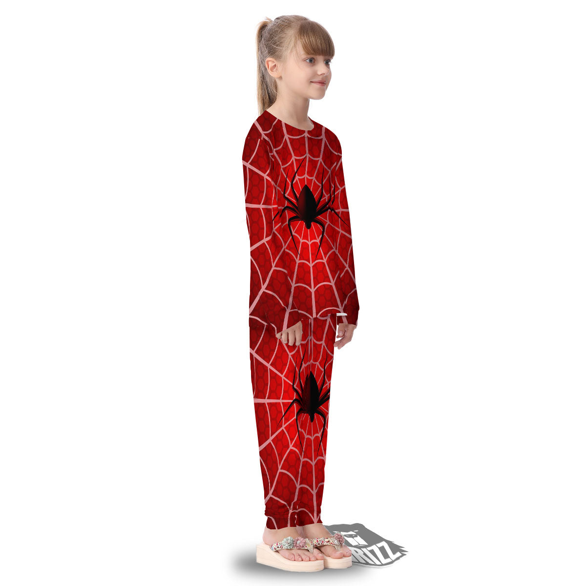 Red Spider Web Cobweb trap Print Kid's Pajamas-grizzshop
