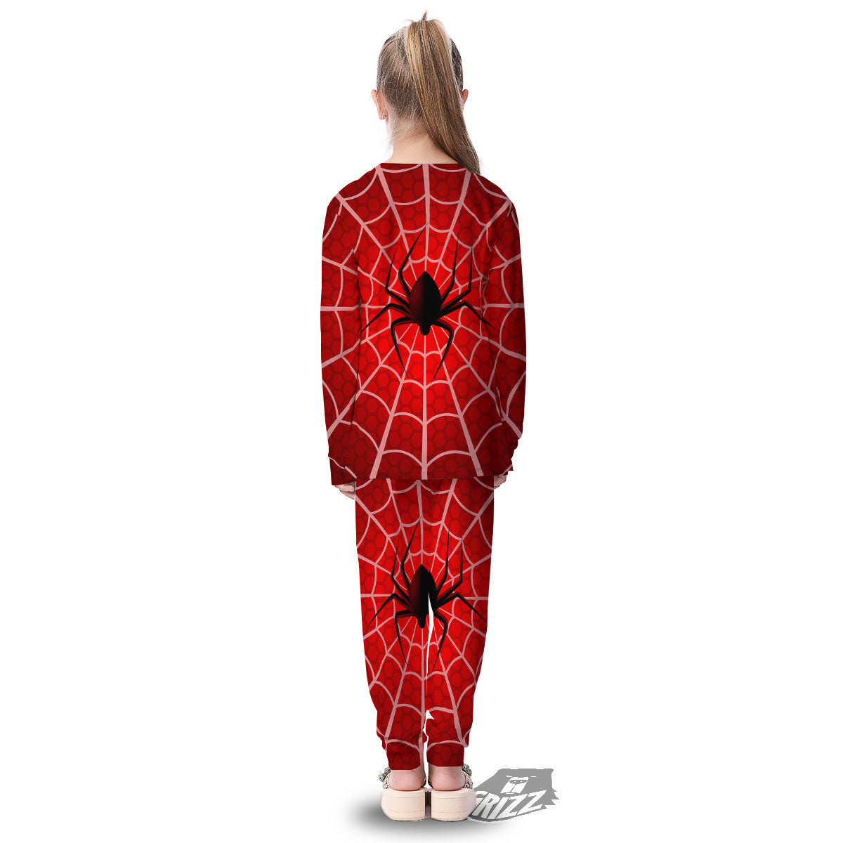 Red Spider Web Cobweb trap Print Kid's Pajamas-grizzshop