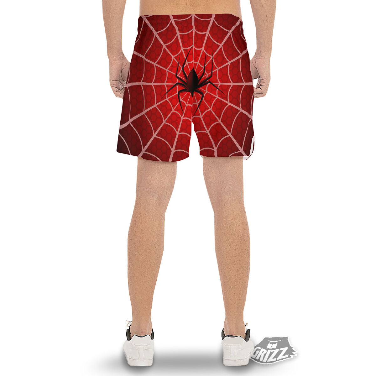 Red Spider Web Cobweb trap Print Men's Gym Shorts-grizzshop