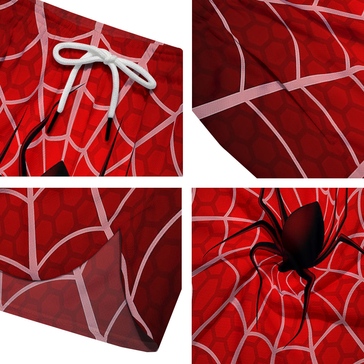 Red Spider Web Cobweb trap Print Men's Running Shorts-grizzshop