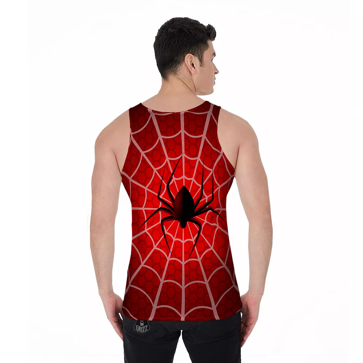 Red Spider Web Cobweb trap Print Men's Tank Top-grizzshop