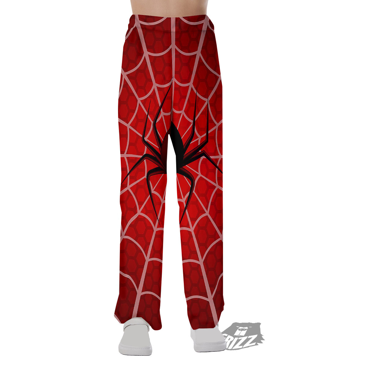 Red Spider Web Cobweb trap Print Pajama Pants-grizzshop