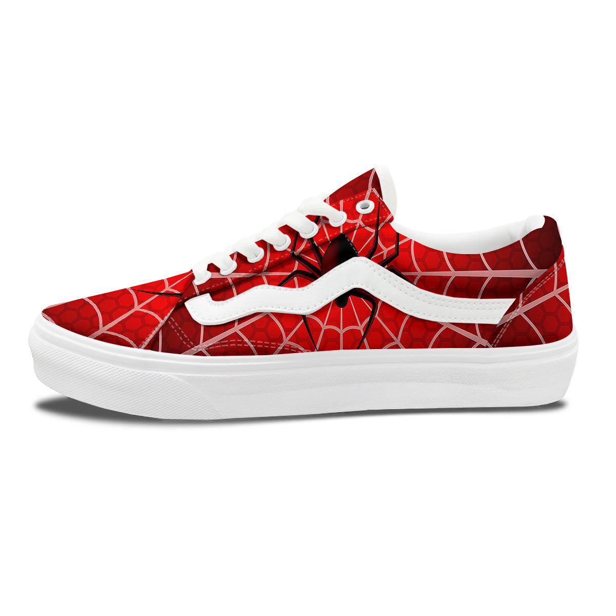 Red Spider Web Cobweb trap Print Skate Shoes-grizzshop