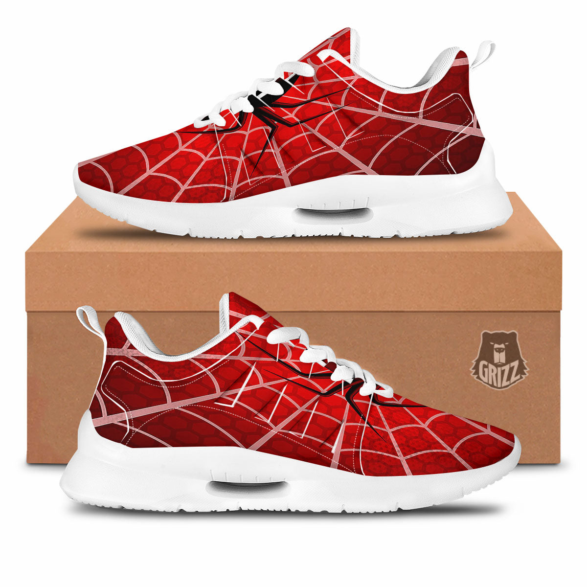 Red Spider Web Cobweb trap Print Tennis Shoes-grizzshop