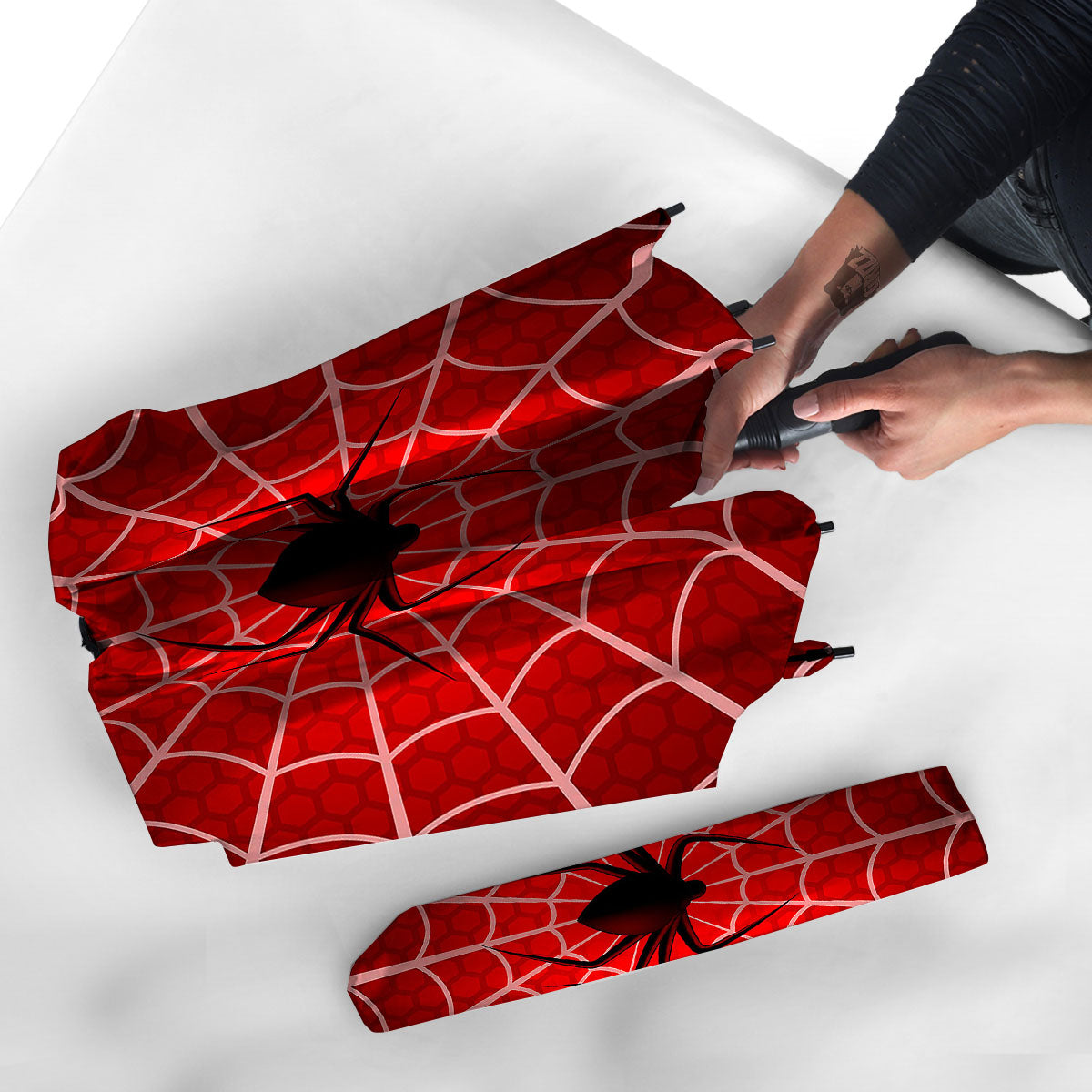 Red Spider Web Cobweb trap Print Umbrella-grizzshop