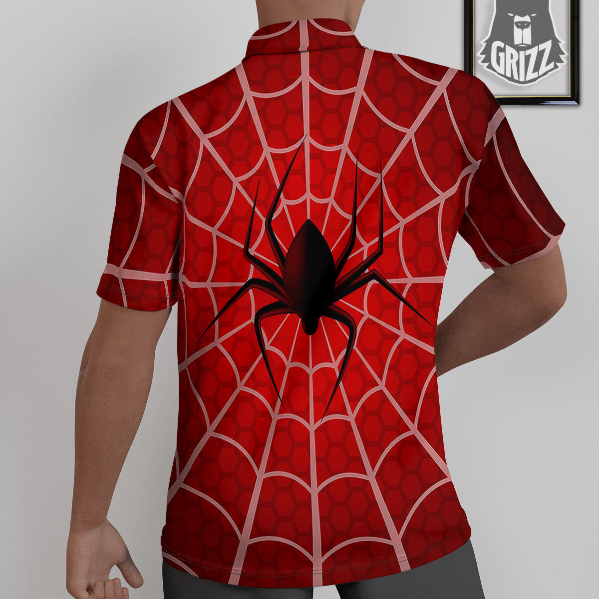 Red Spider Web Cobweb trap Print Untucked Shirts-grizzshop