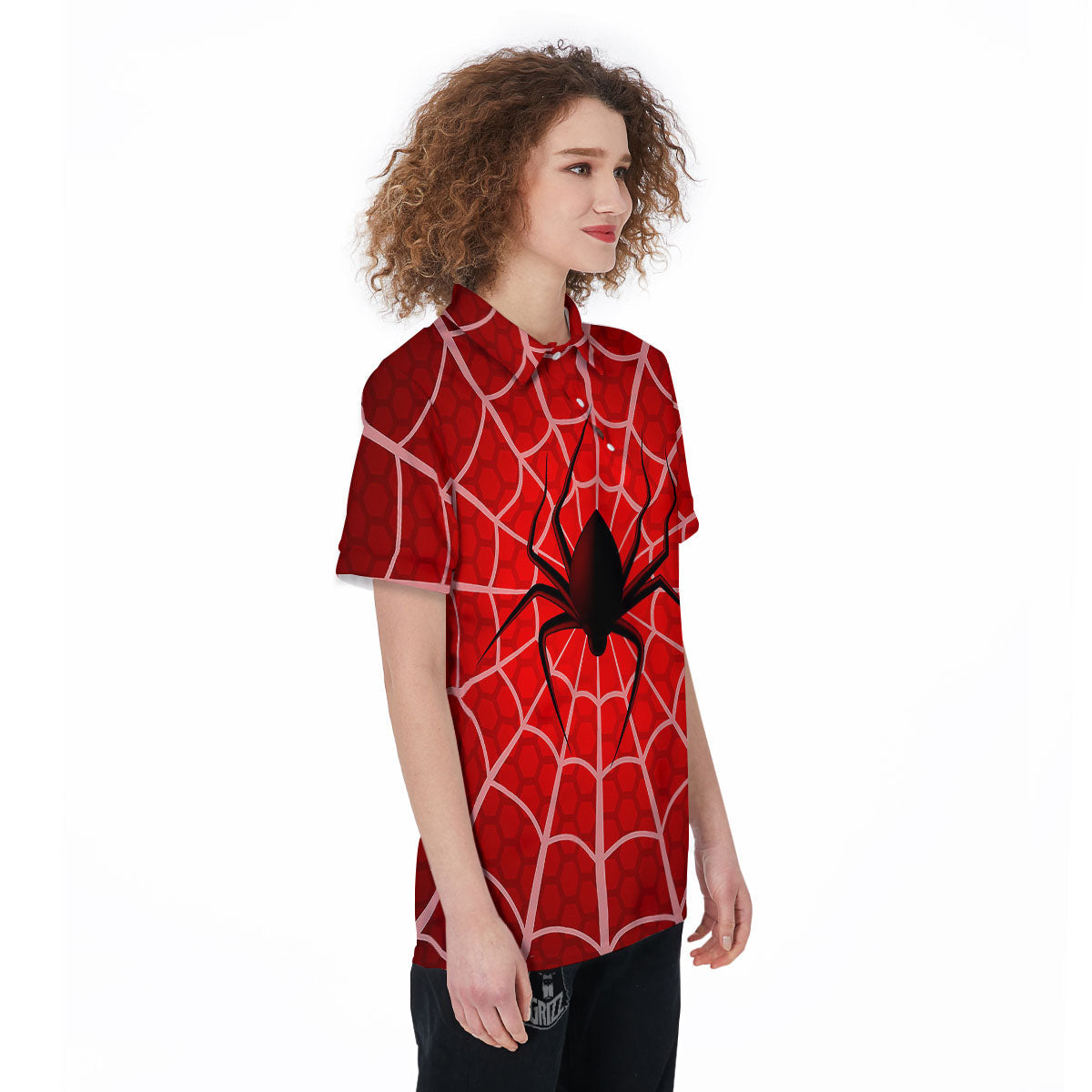 Red Spider Web Cobweb trap Print Women's Golf Shirts-grizzshop