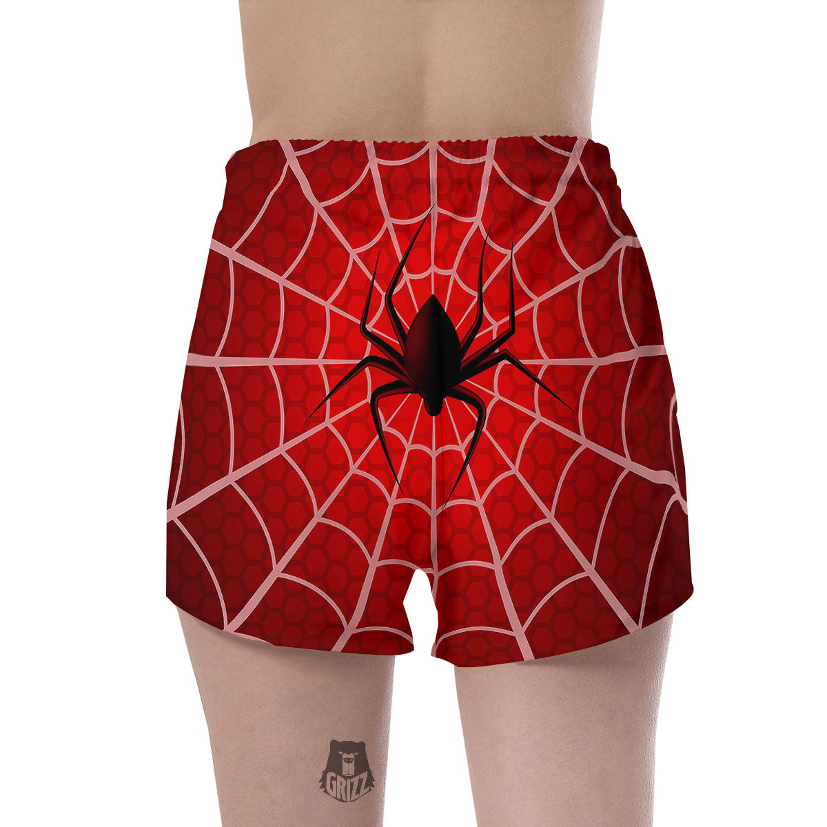 Red Spider Web Cobweb trap Print Women's Shorts-grizzshop
