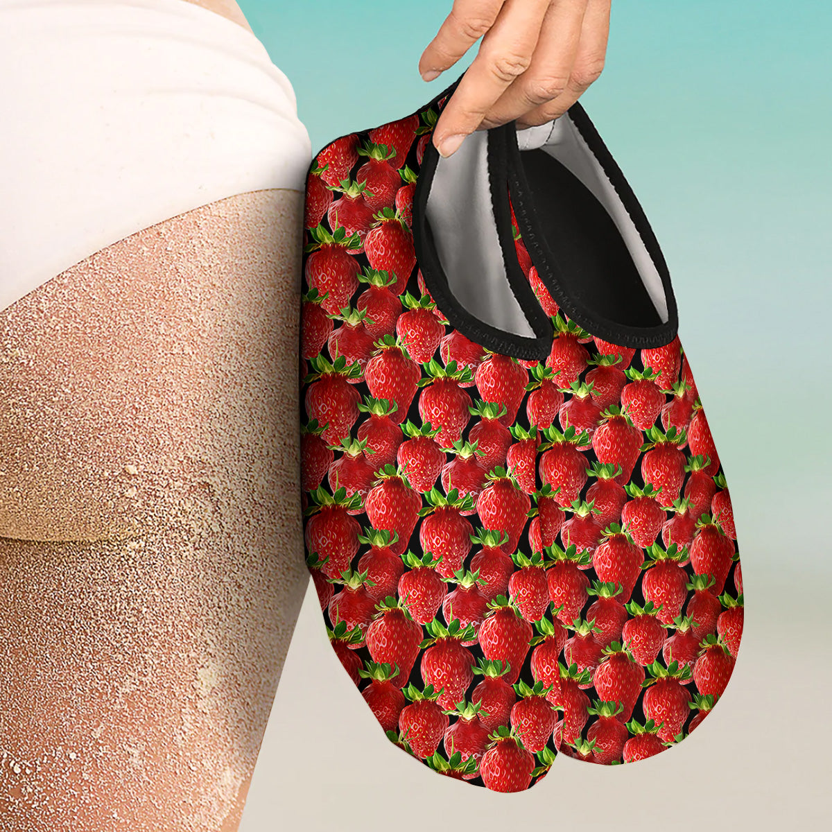 Red Strawberries Ripe Print Pattern Water Shoes-grizzshop