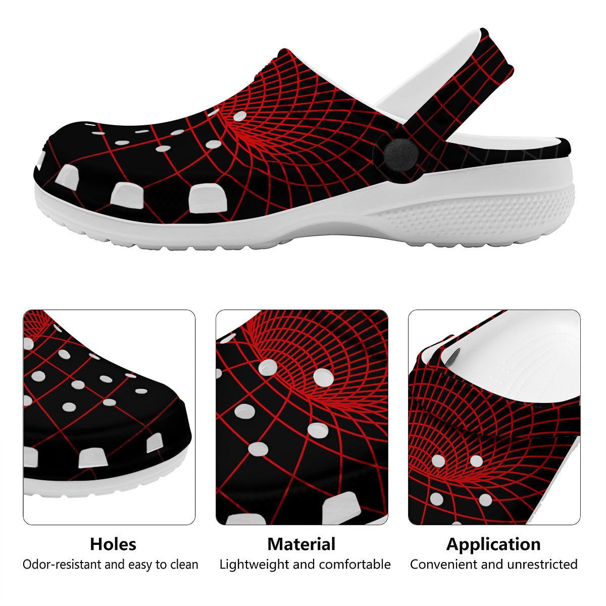 Red Techno Funnel Print Clog-grizzshop