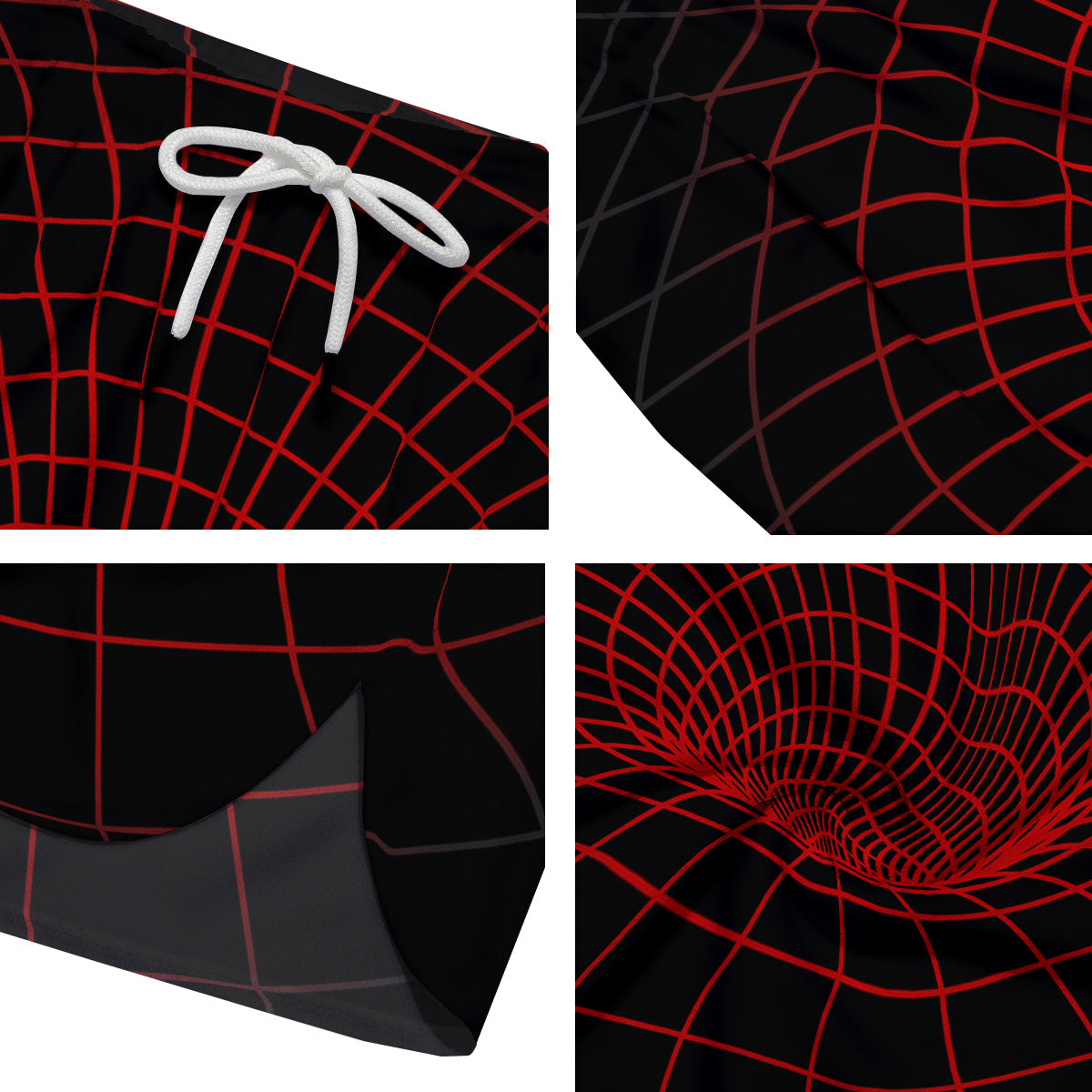 Red Techno Funnel Print Men's Running Shorts-grizzshop