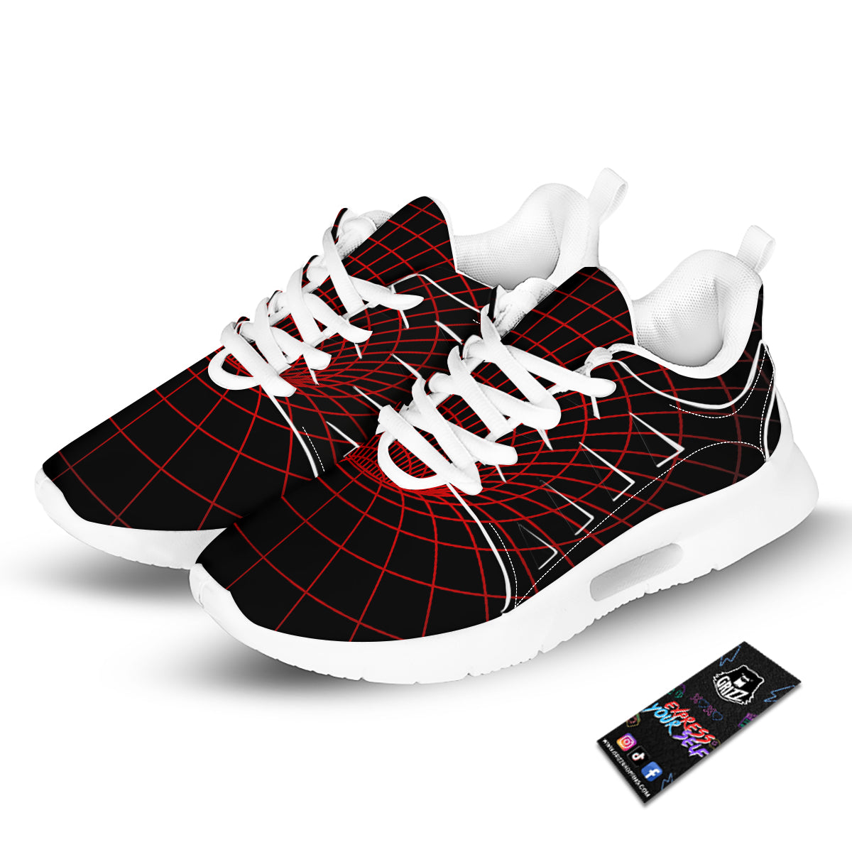 Red Techno Funnel Print Tennis Shoes-grizzshop