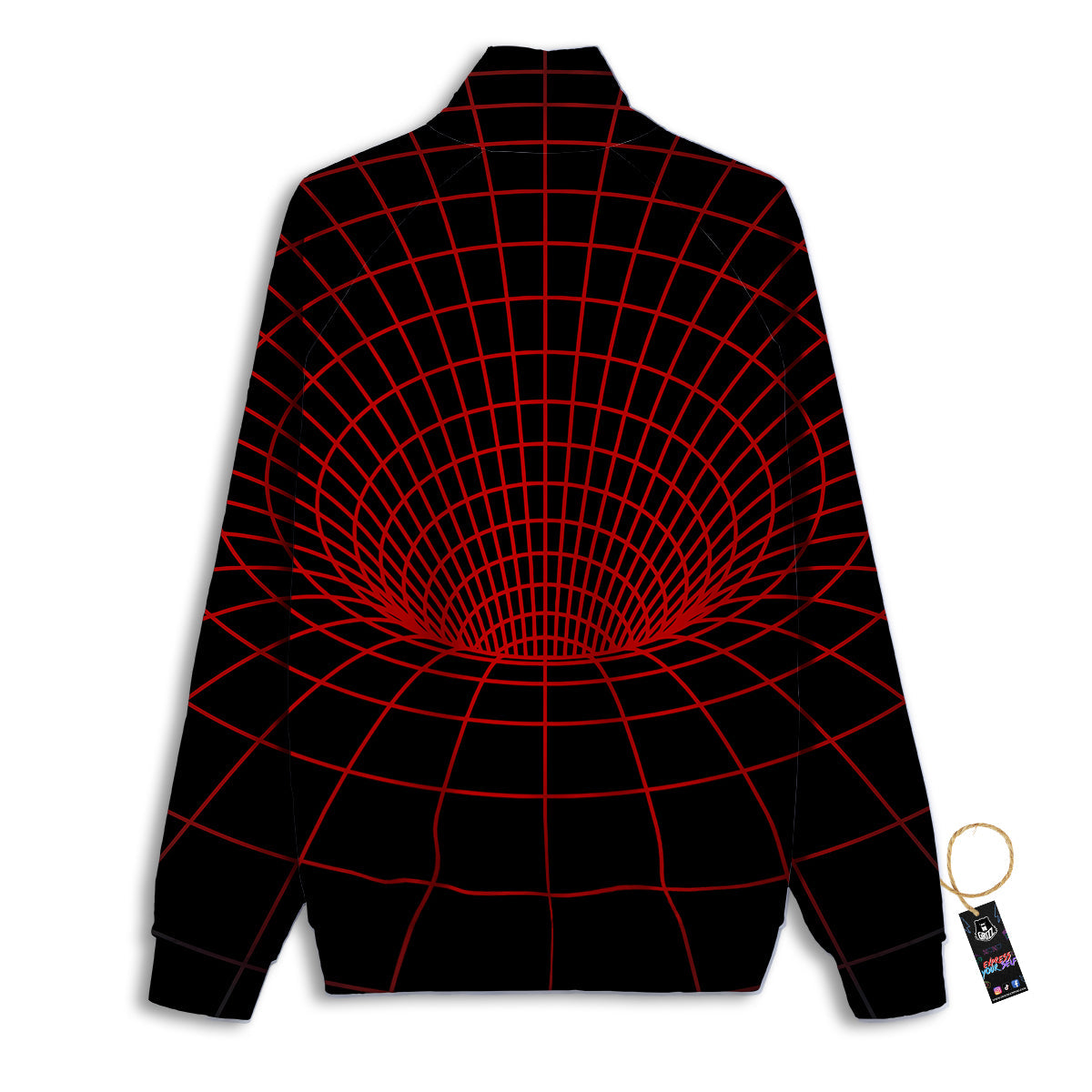 Red Techno Funnel Print Track Jacket-grizzshop