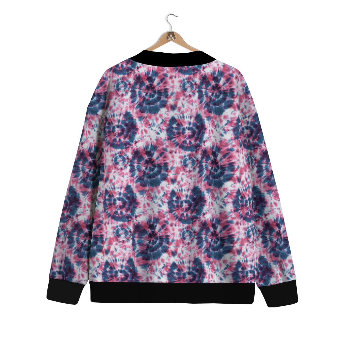 Red Tie Dye Blue Shibori Print Pattern Cardigan-grizzshop