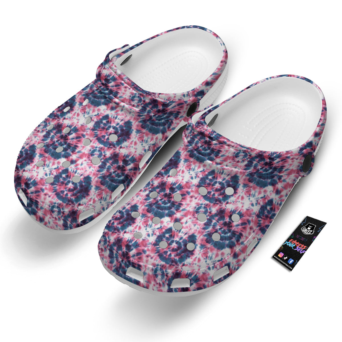 Red Tie Dye Blue Shibori Print Pattern Clog-grizzshop