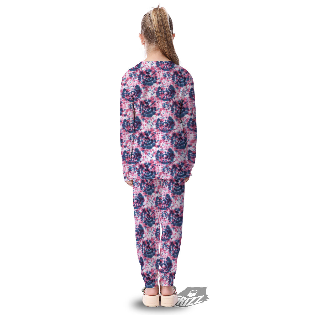 Red Tie Dye Blue Shibori Print Pattern Kid's Pajamas-grizzshop